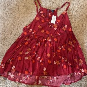 Red Floral Racerback Tank Top